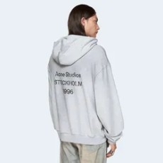 아크네 스튜디오 로고 후드 스웨터 그레이